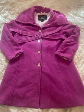 Coach Bright Fuchsia Wool-Blend Trench Coat